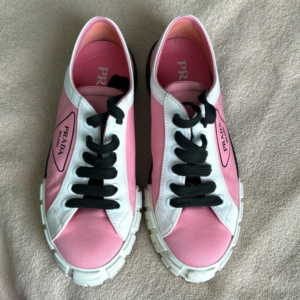 Prada Gabardine Pink Sneakers 36.5 Authentic